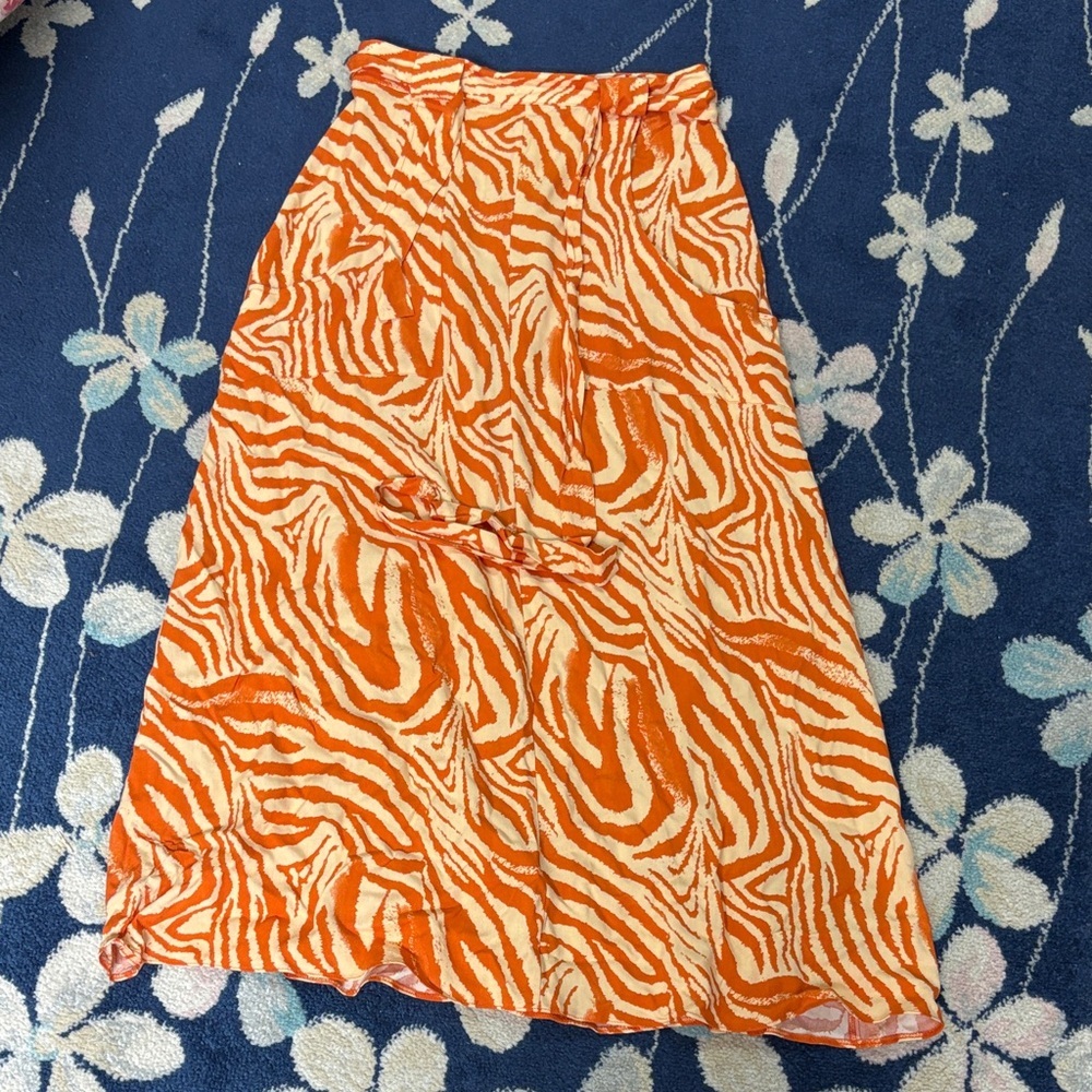 ASOS Orange tiger midi skirt